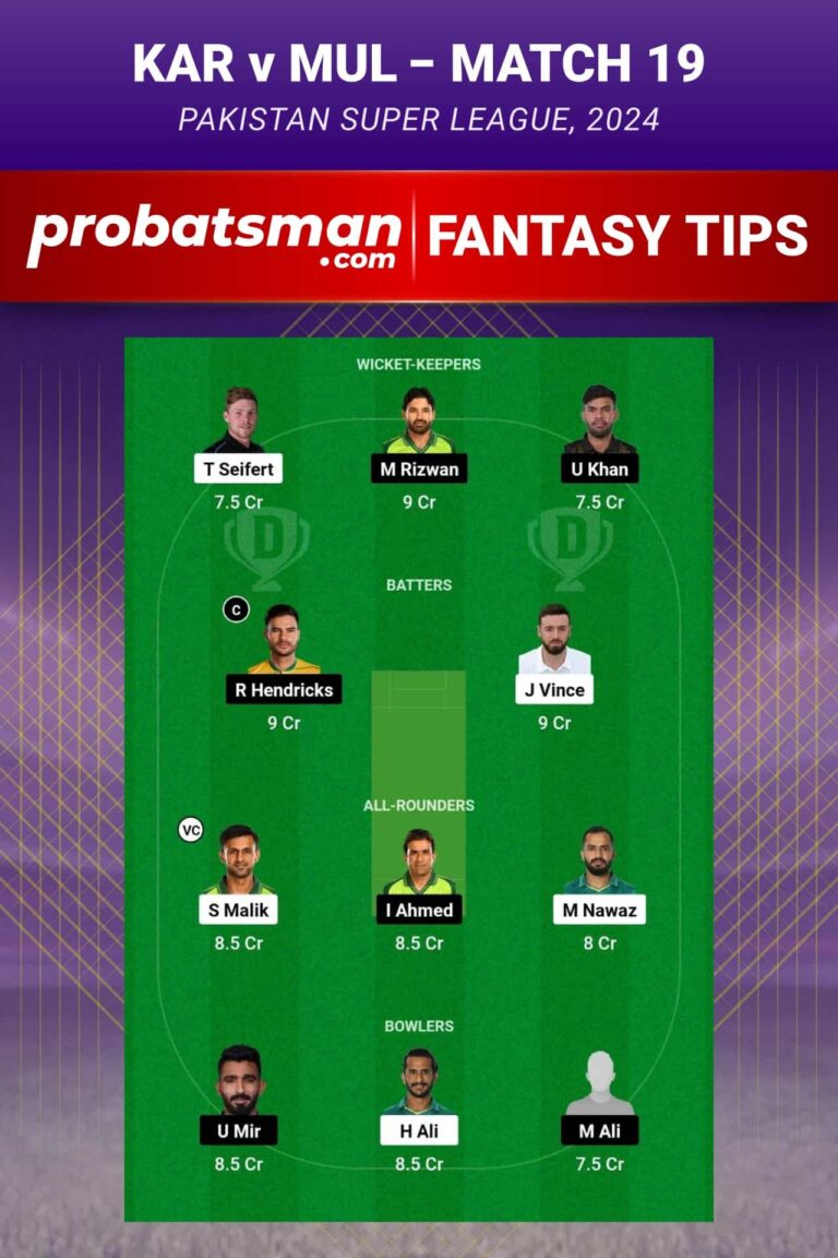 KAR Vs MUL Dream11 Prediction With Stats Pitch Report Player Record