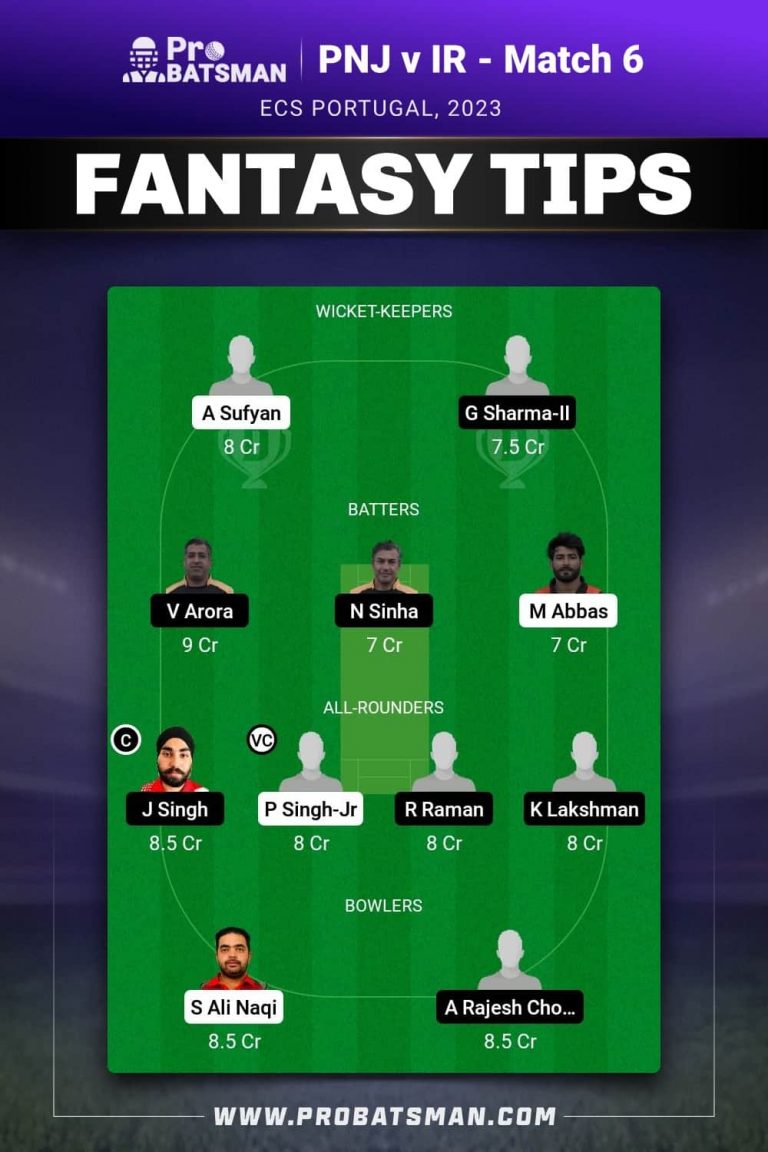 PNJ vs IR Dream11 Prediction With Stats, Pitch Report & Player Record