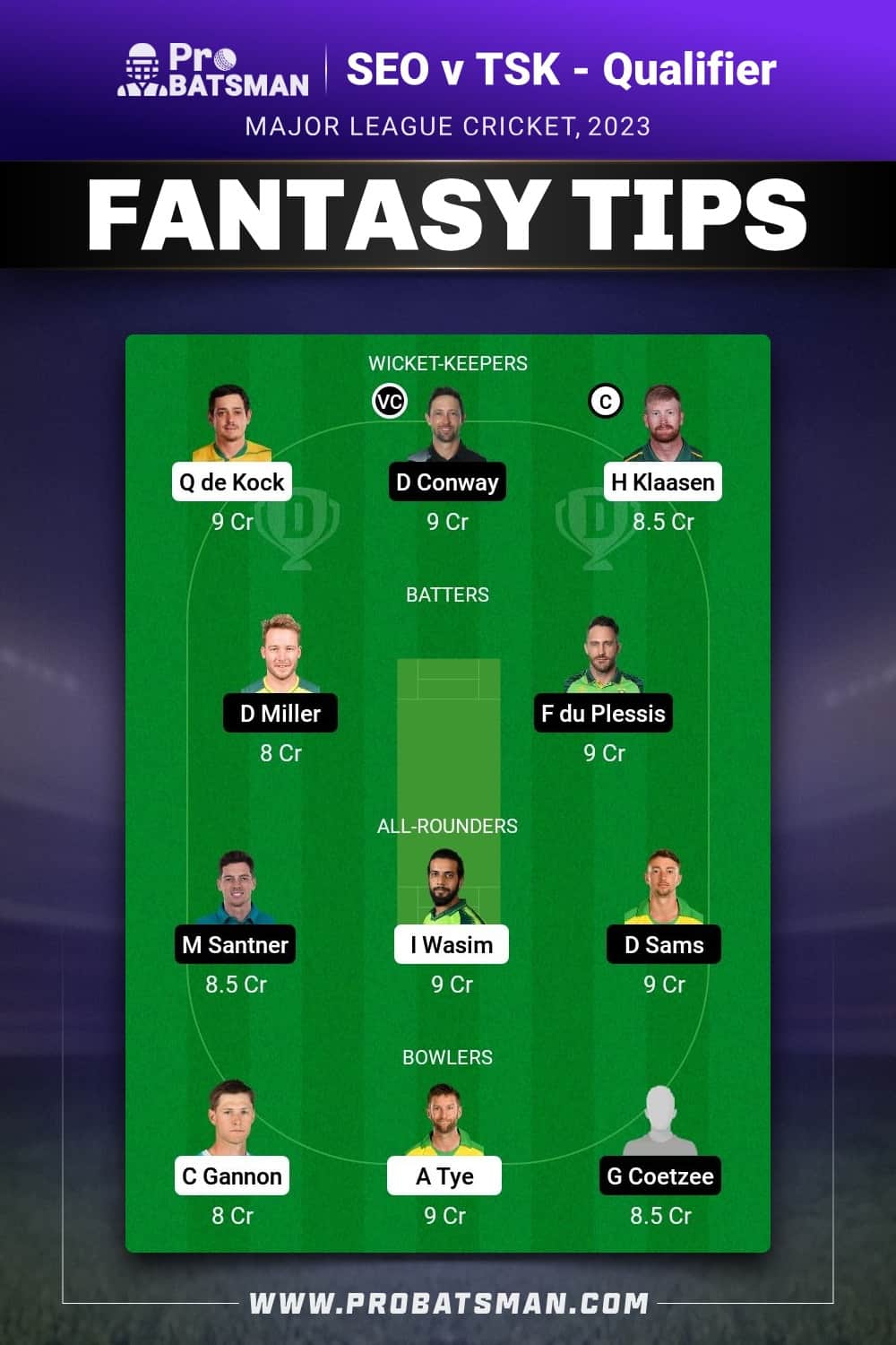 SEO vs TSK Dream11 Prediction - Fantasy Team 1