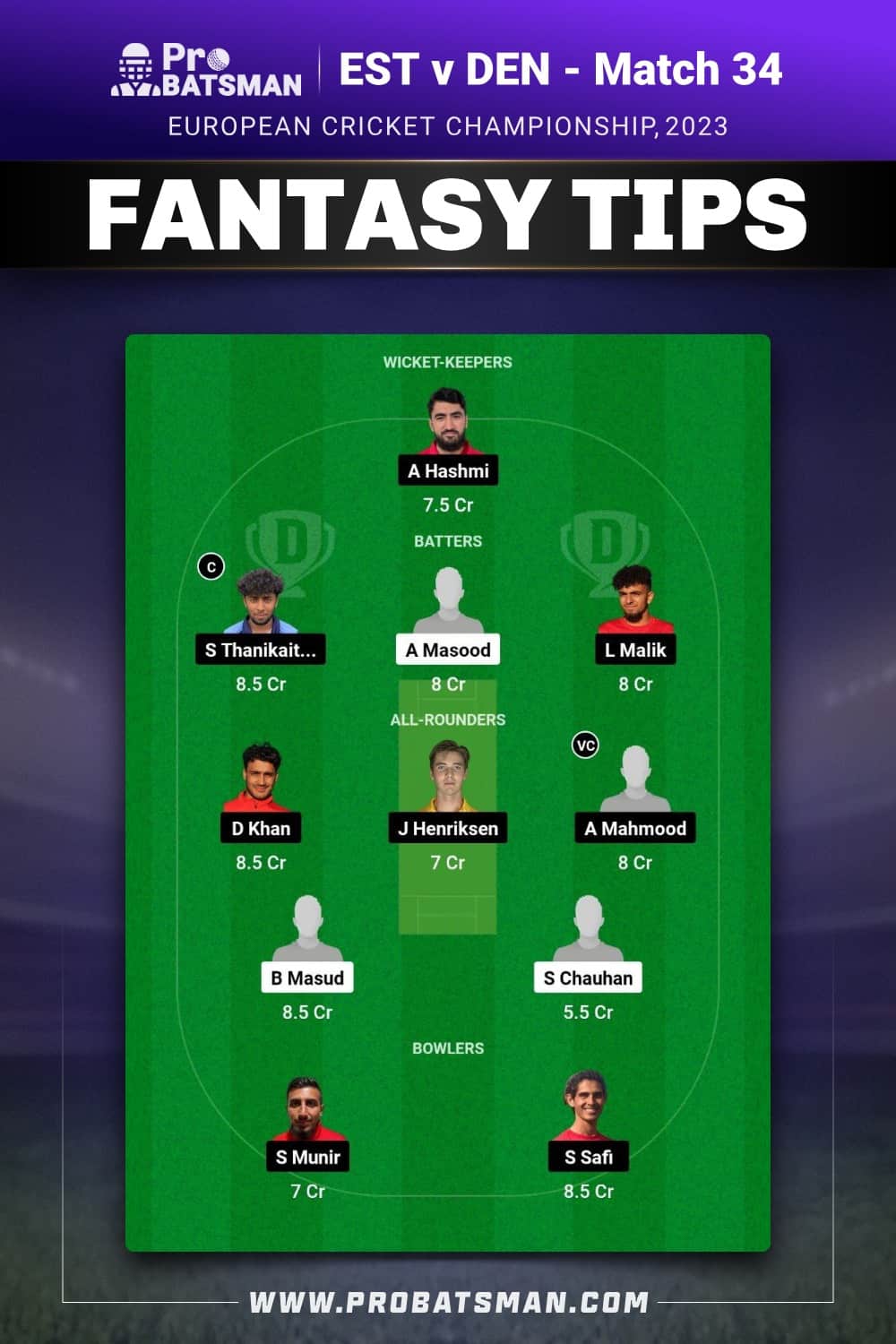 EST vs DEN Dream11 Prediction - Fantasy Team 1