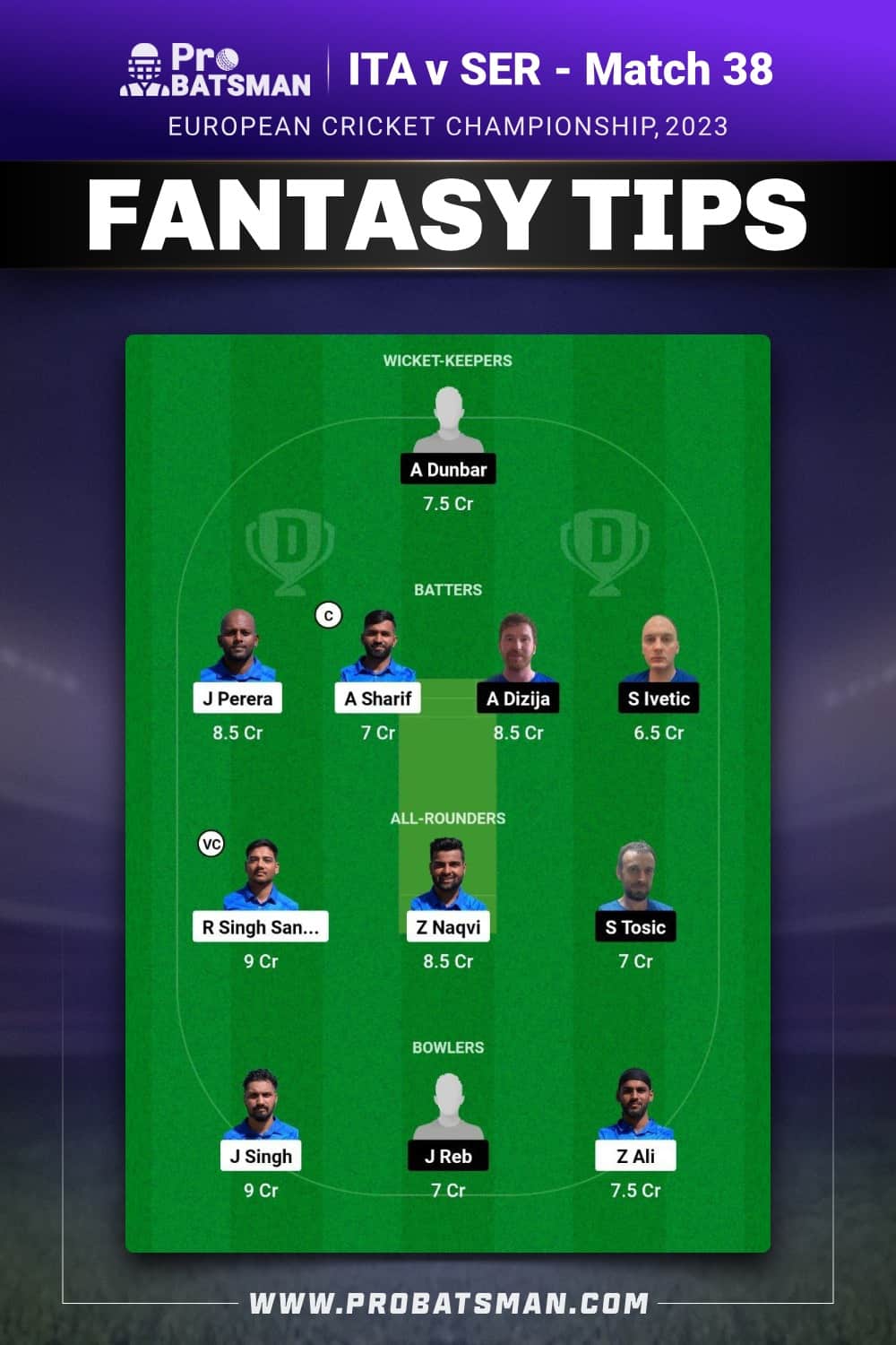 ITA vs SER Dream11 Prediction - Fantasy Team 1