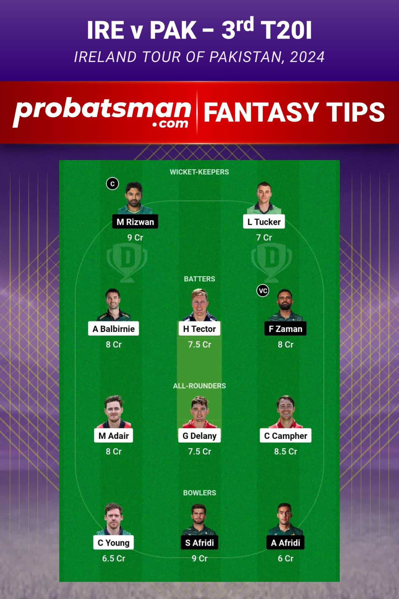 Ireland vs Pakistan Dream11 Prediction - Fantasy Team 2