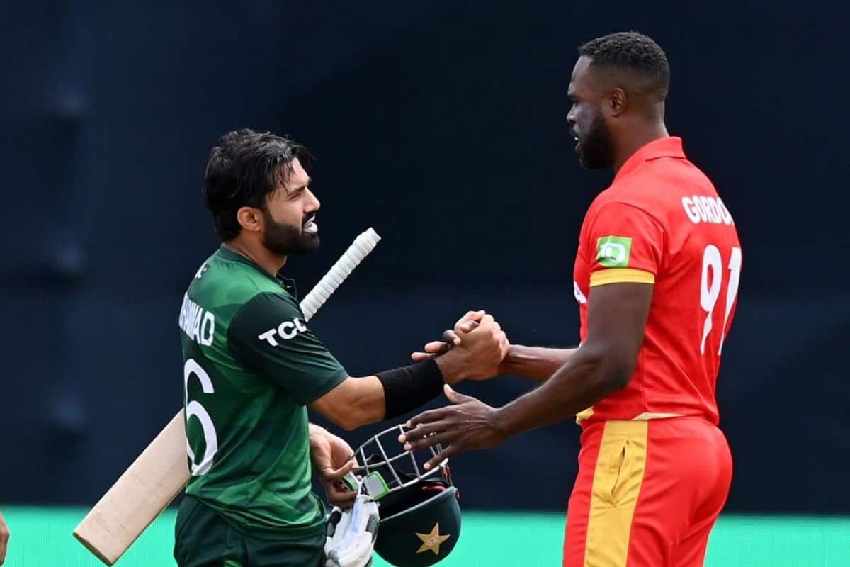 Canada's Jeremy Gordon and Pakistan's Mohammad Rizwan shake hands following PAK vs CAN match in T20 World Cup 2024