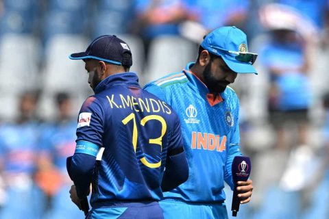 Kusal Mendis of Sri Lanka and Rohit Sharma of India during toss