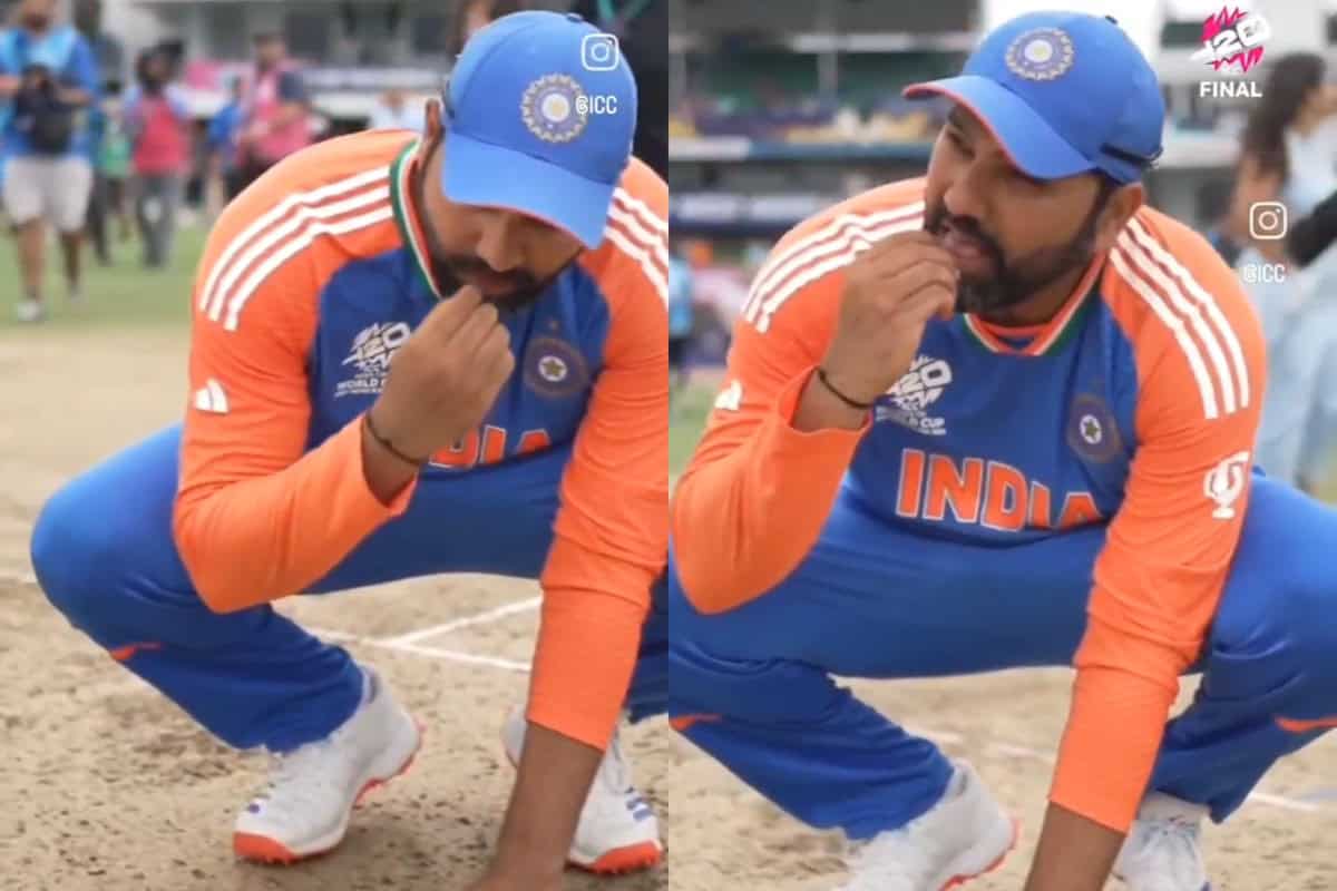 [Watch] Emotional Rohit Sharma Tastes Barbados Soil After India's 2024 T20 World Cup Win 