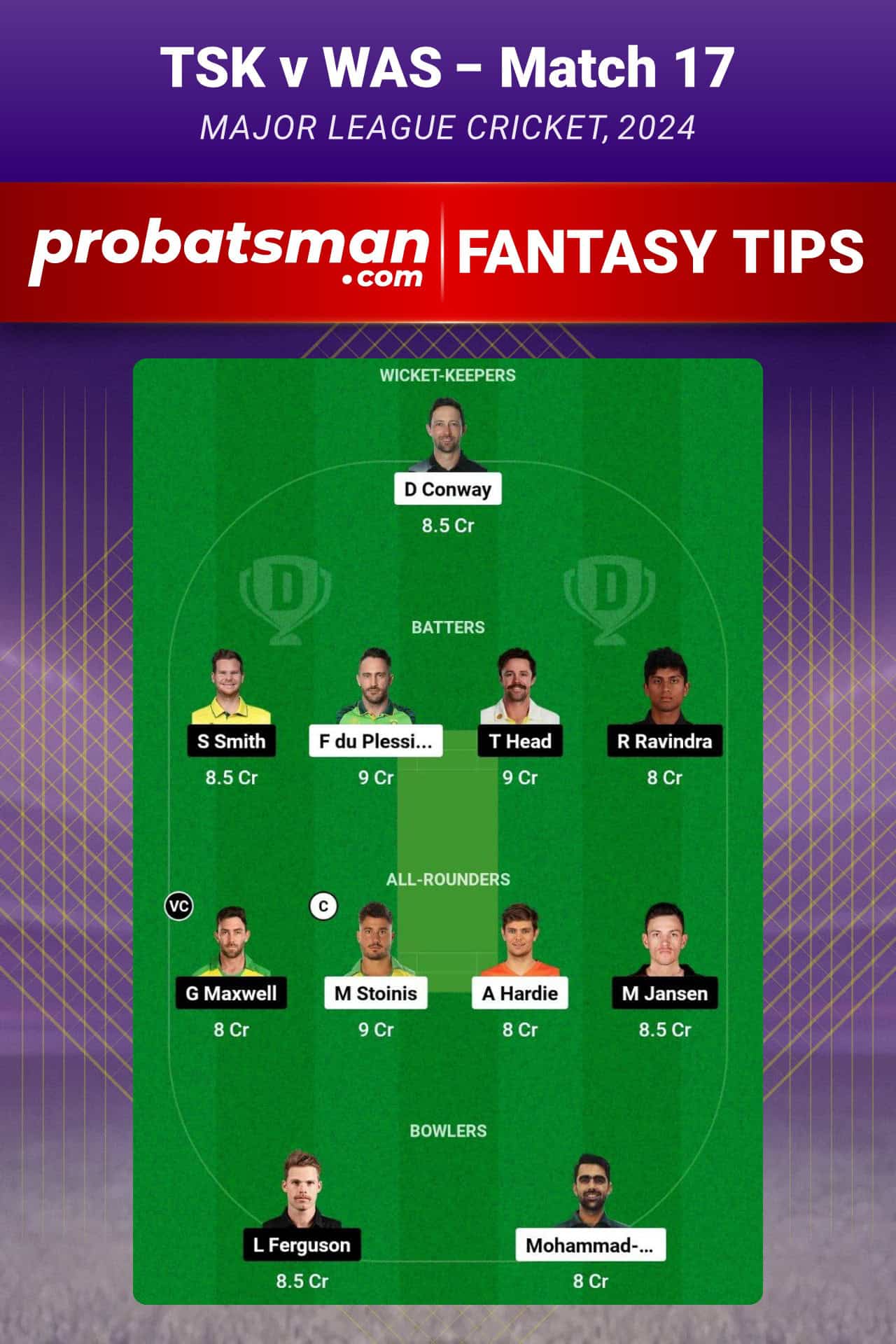 TEX vs WAS Dream11 Prediction For Match 17 of Major League Cricket 2024