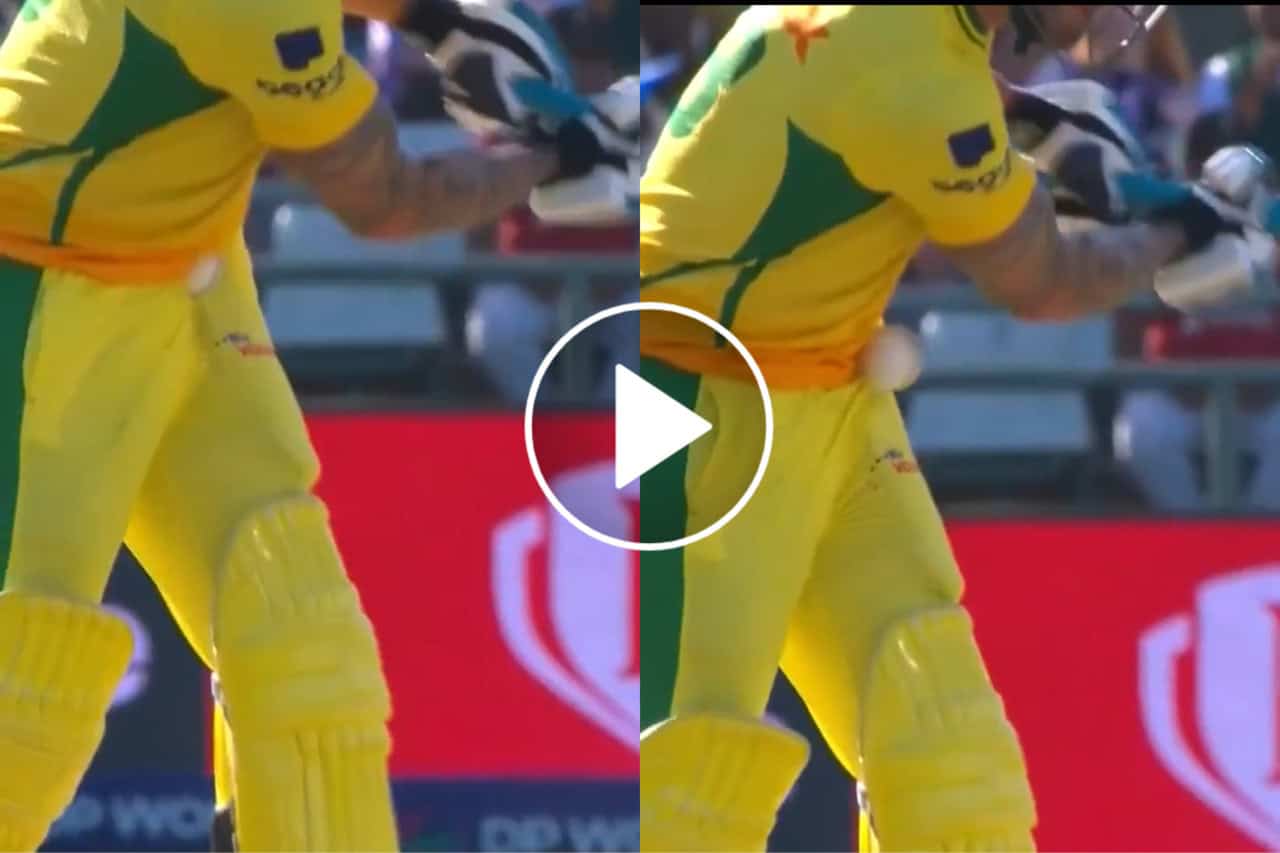 A ball hits Faf du Plessis sensitive area