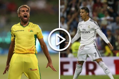 [Watch] Imran Tahir’s Fitness at 45 Beats MS Dhoni, Does Cristiano Ronaldo Celebration After Wicket