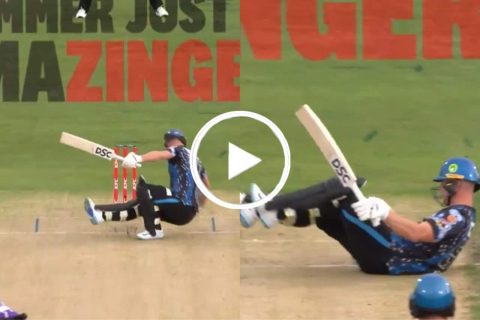 [Watch] Riley Meredith’s Dangerous Bouncer Almost Knocks Chris Lynn Out in BBL Clash