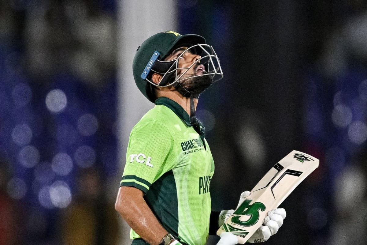 Babar Azam disappointed look after getting dismissed in Pakistan vs New Zealand Match of Champions Trophy