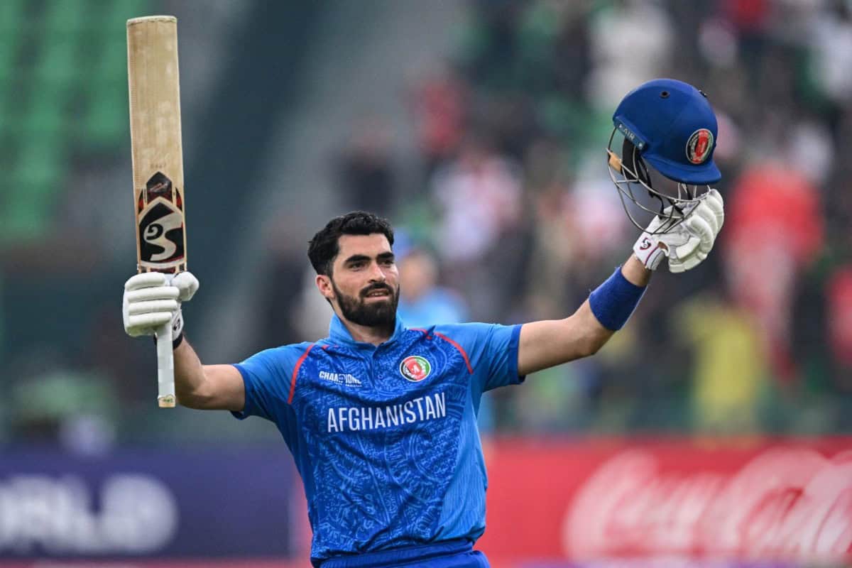 Ibrahim Zadran celebrates after scoring a century during England vs Afghanistan ICC Champions Trophy 2025 Match