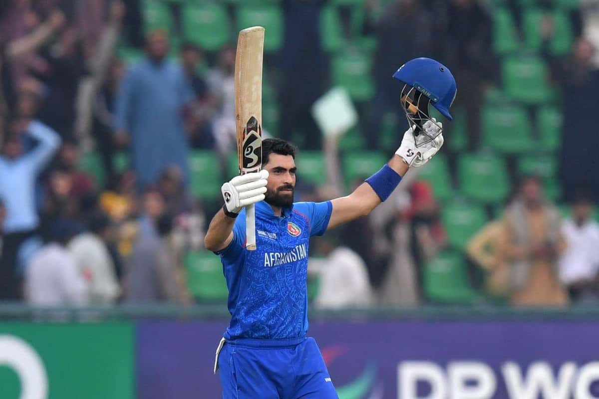 Ibrahim Zadran celebrates after scoring a century during England vs Afghanistan Match of ICC Champions Trophy 2025