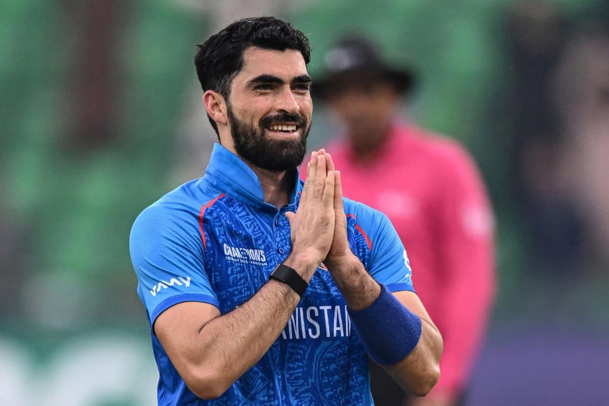 Ibrahim Zadran celebrates after scoring a hundred during England vs Afghanistan Match of ICC Champions Trophy 2025