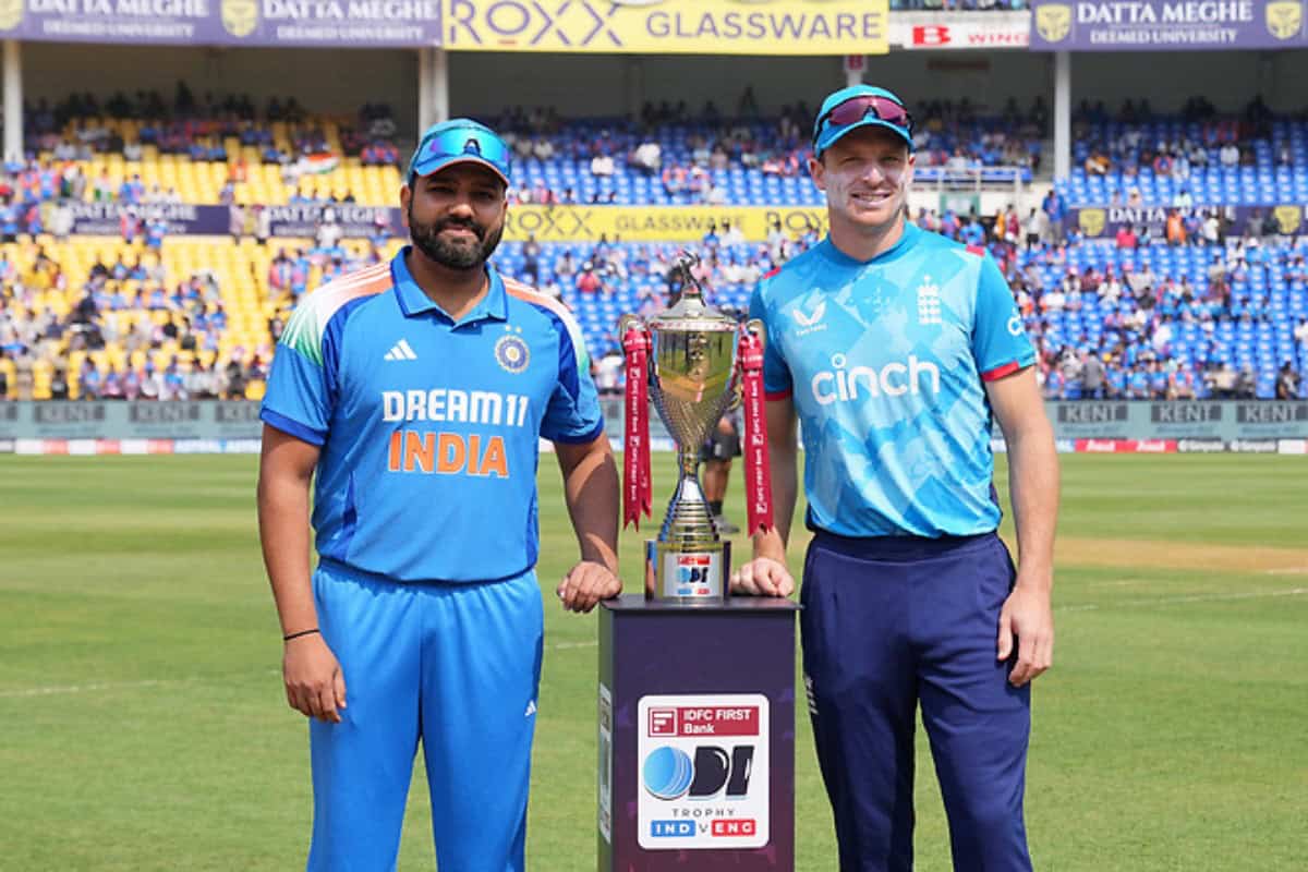 Indian Skipper Rohit Sharma with his Englan's counterpart Jos Buttler during the toss