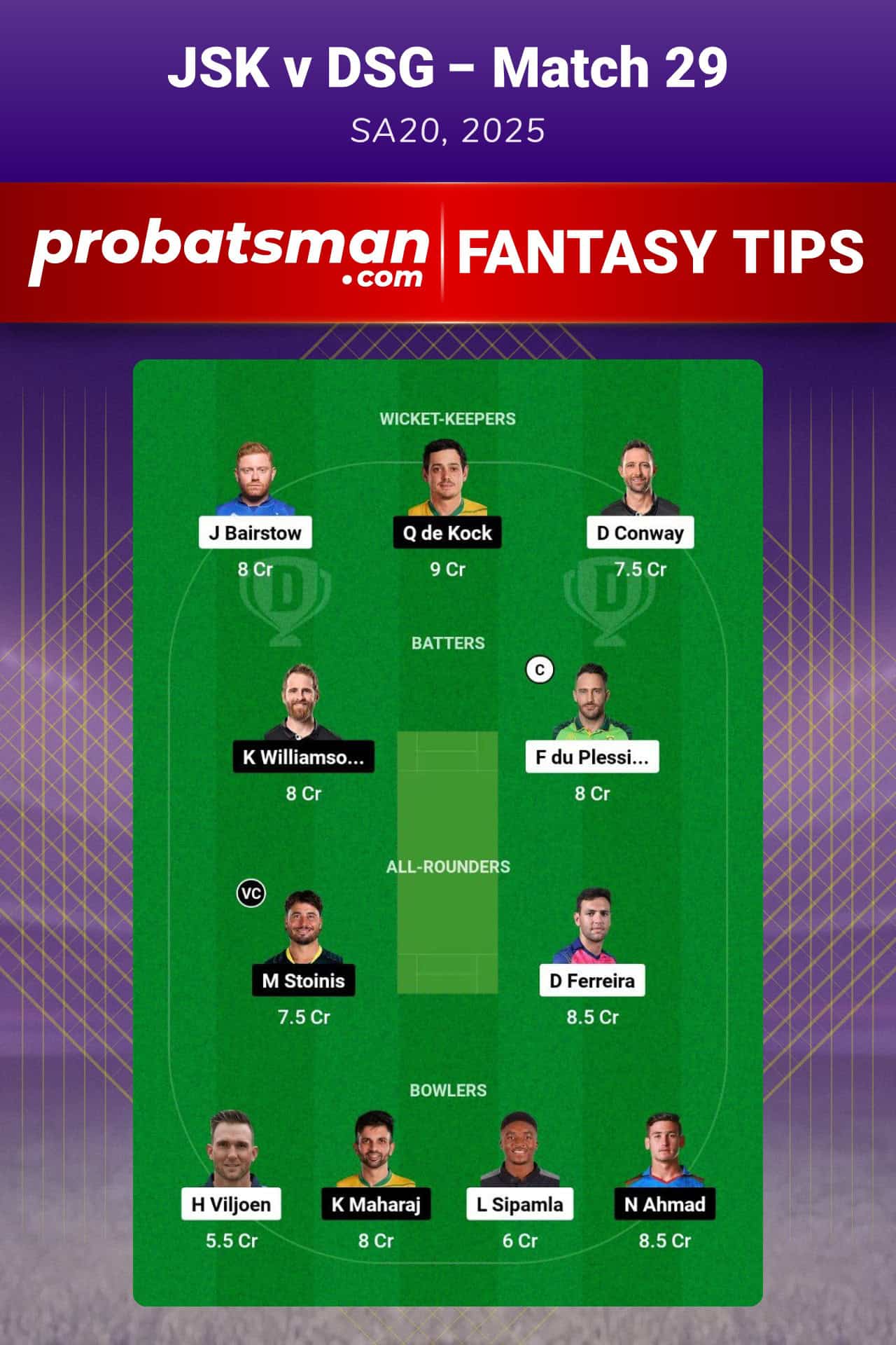 JSK vs DSG Dream11 Prediction For Match 29 of SA20 2025