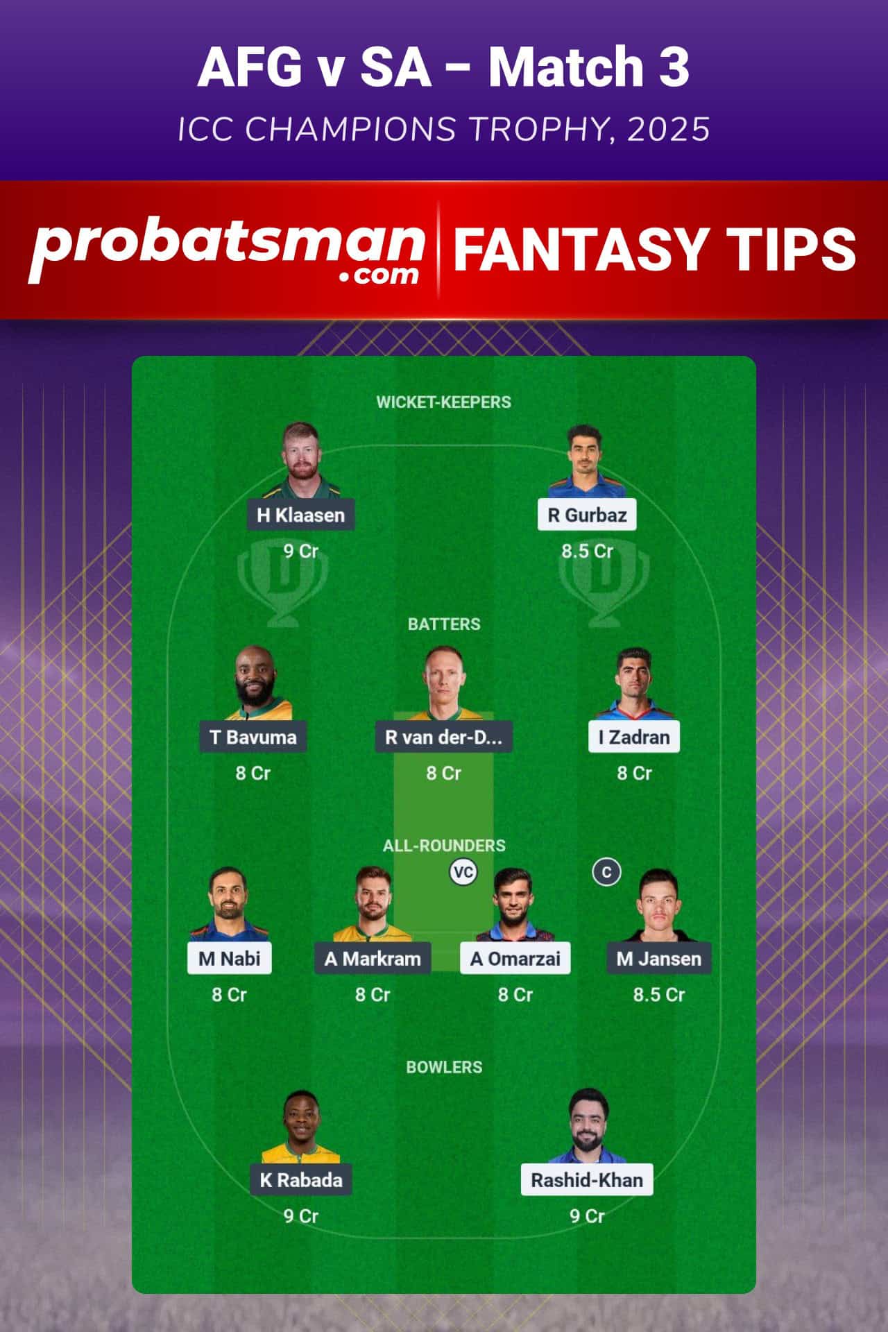 AFG vs SA Dream11 Prediction For Match 3 of ICC Champions Trophy 2025