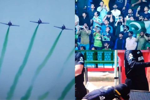 PAK vs NZ: [Watch] Pakistan Air Force Scared New Zealand Players Before Champions Trophy Opener