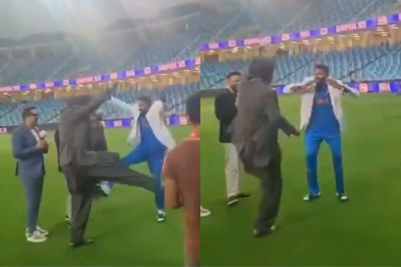 Navjot Singh Sidhu dancing with Hardik Pandya